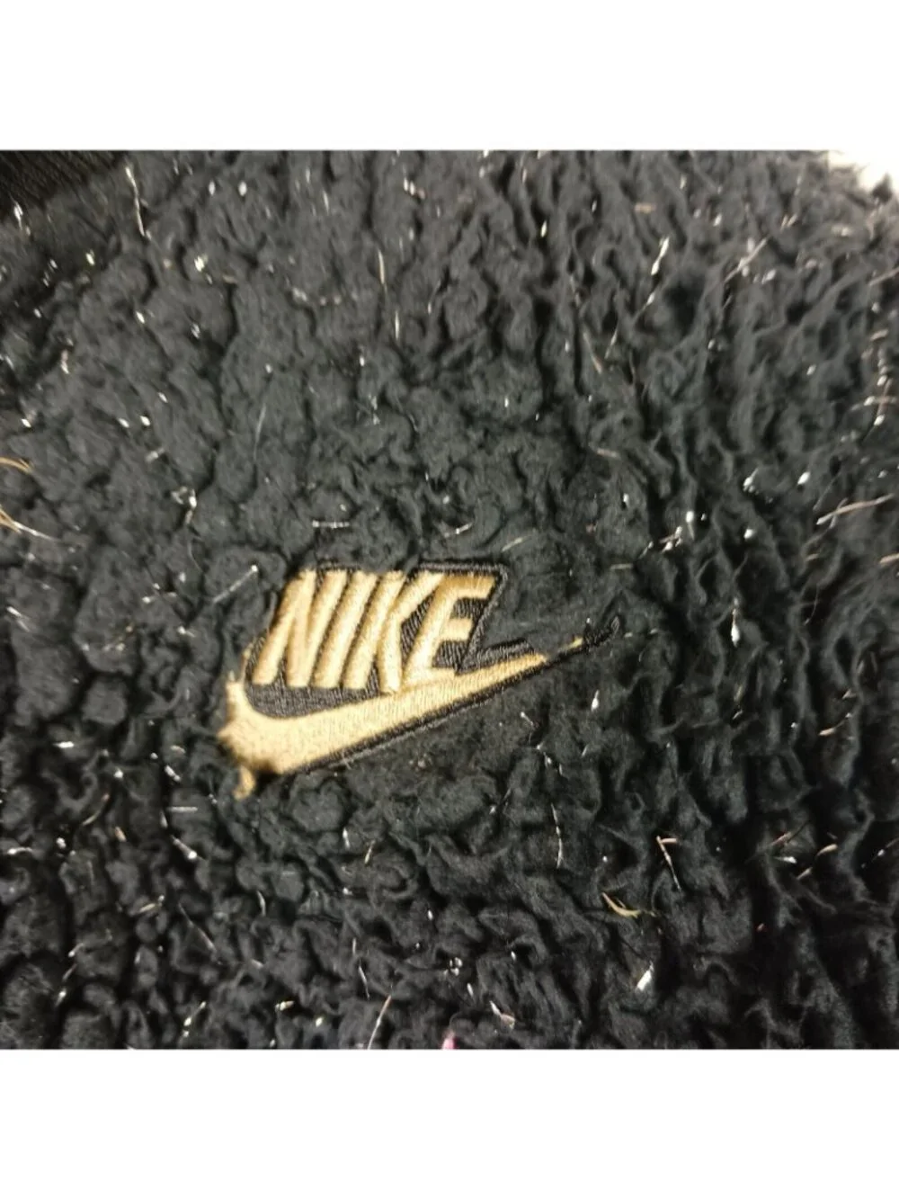 Nike Sherpa Metallic Sparkle Full Zip Jacket Girls Small Black Travel School